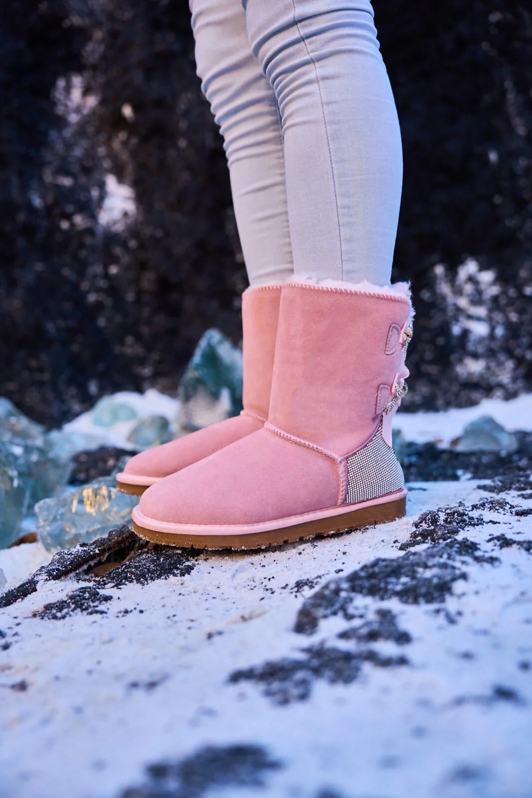 SMAIBULUN Ugg | Rhinestone Dual Bailey Bow Glam Ugg Boots - Pink - Image 5