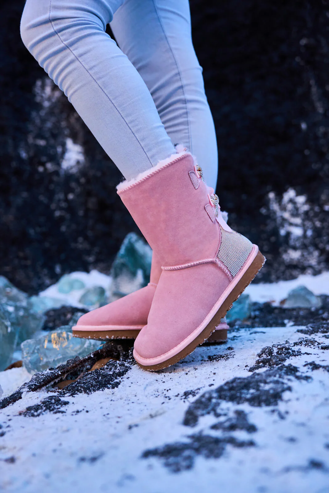 SMAIBULUN Ugg | Rhinestone Dual Bailey Bow Glam Ugg Boots - Pink - Image 7