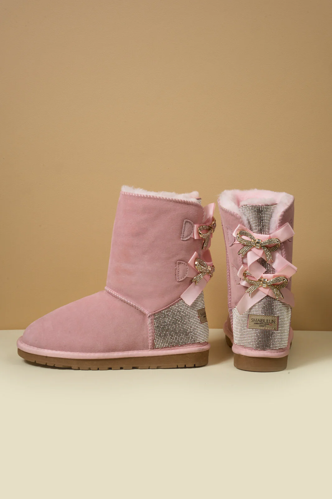 SMAIBULUN Ugg | Rhinestone Dual Bailey Bow Glam Ugg Boots - Pink - Image 8