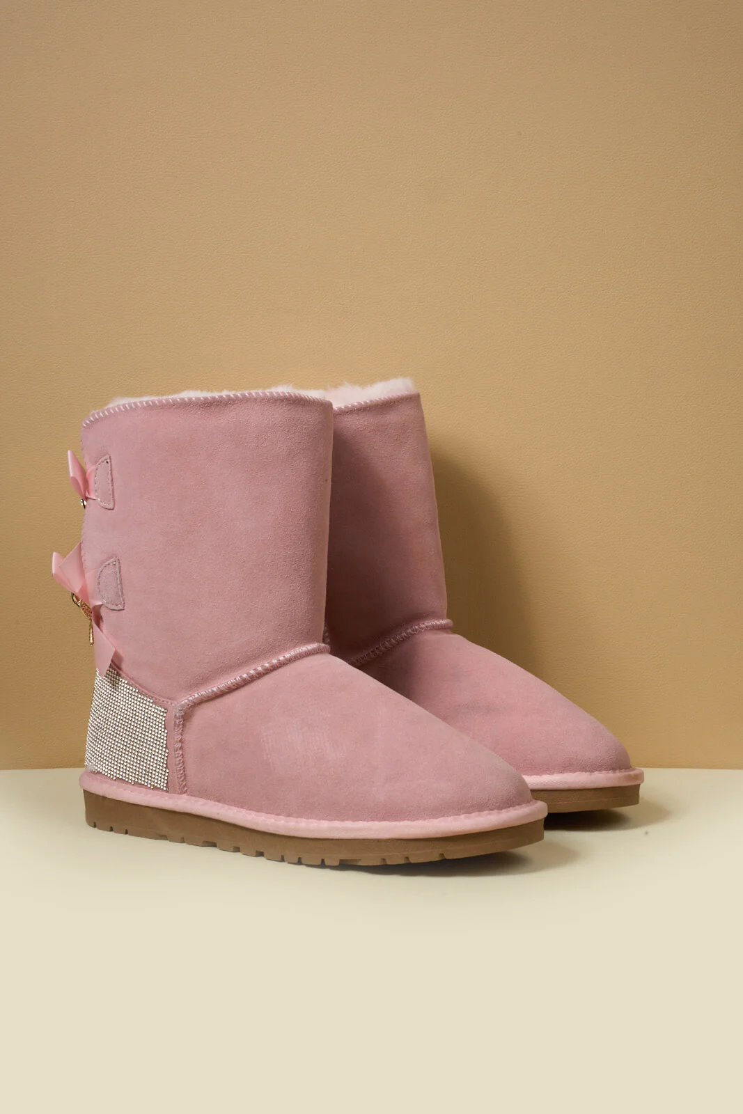 SMAIBULUN Ugg | Rhinestone Dual Bailey Bow Glam Ugg Boots - Pink - Image 9