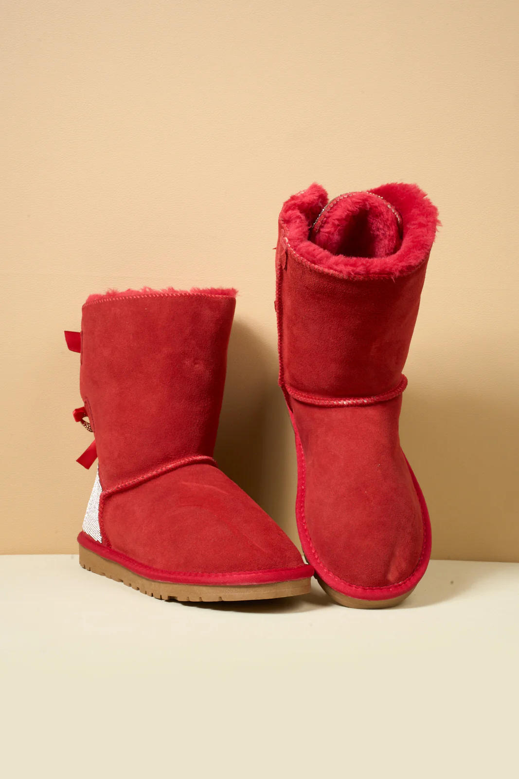 SMAIBULUN Ugg | Rhinestone Dual Bailey Bow Glam Ugg Boots - red - Image 10