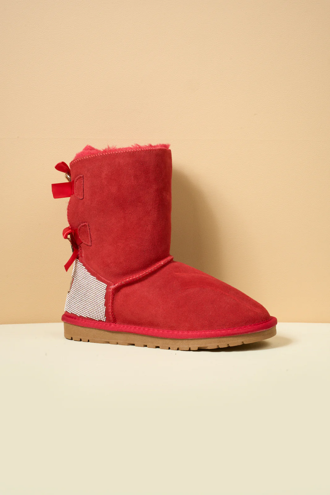SMAIBULUN Ugg | Rhinestone Dual Bailey Bow Glam Ugg Boots - red - Image 11