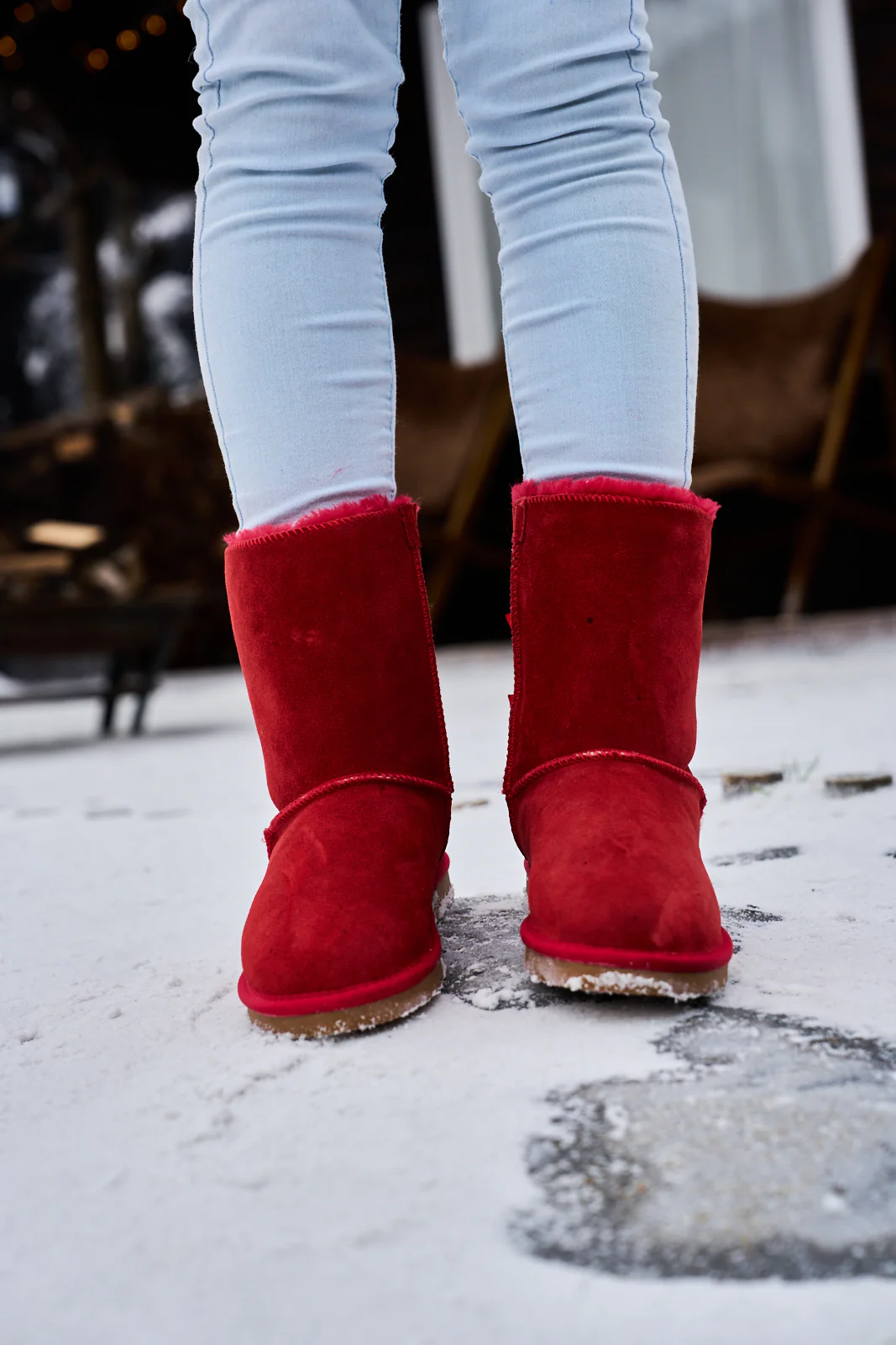SMAIBULUN Ugg | Rhinestone Dual Bailey Bow Glam Ugg Boots - red - Image 3