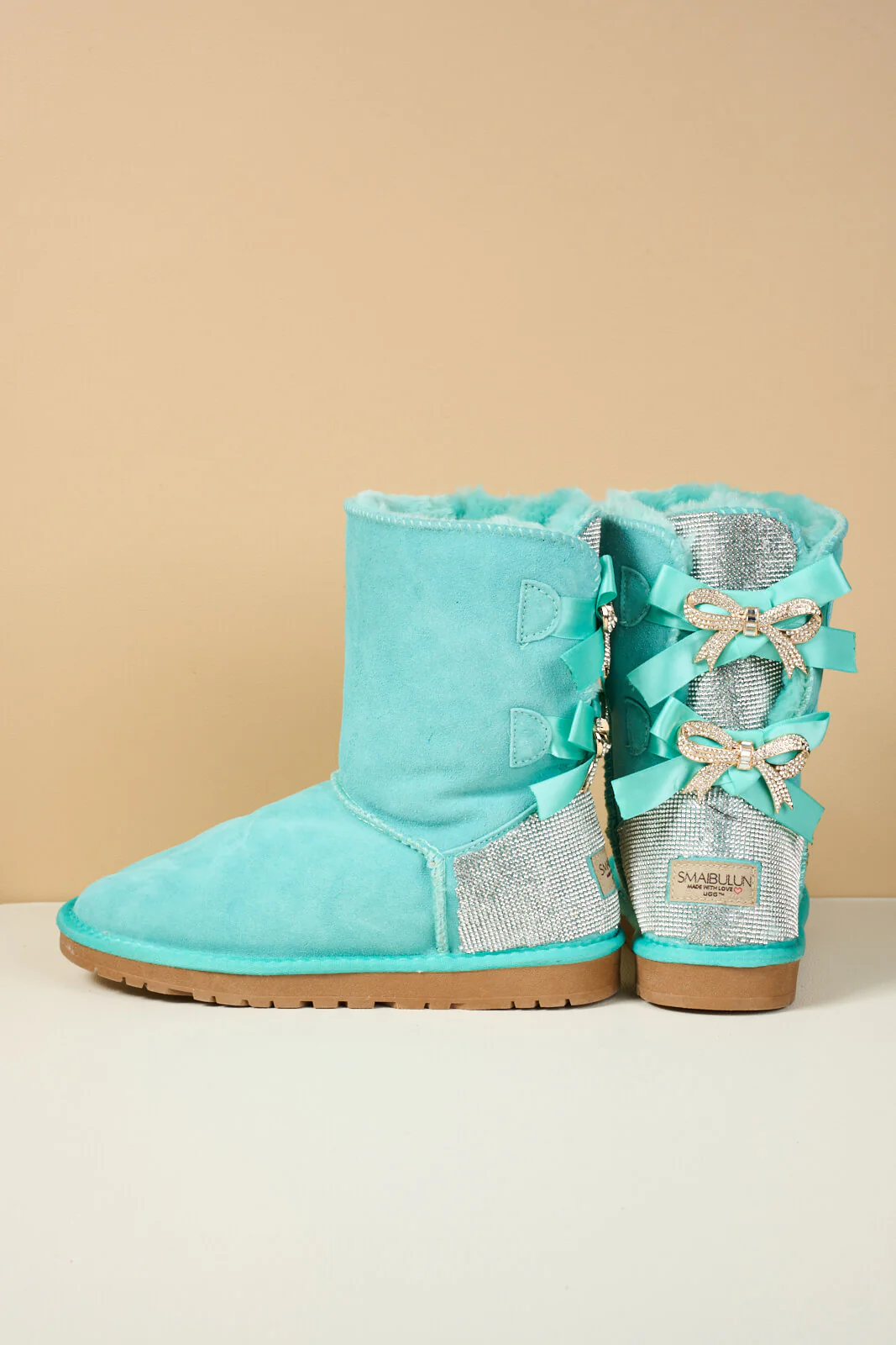SMAIBULUN Ugg | Rhinestone Dual Bailey Bow Glam Ugg Boots - turquoise - Image 12