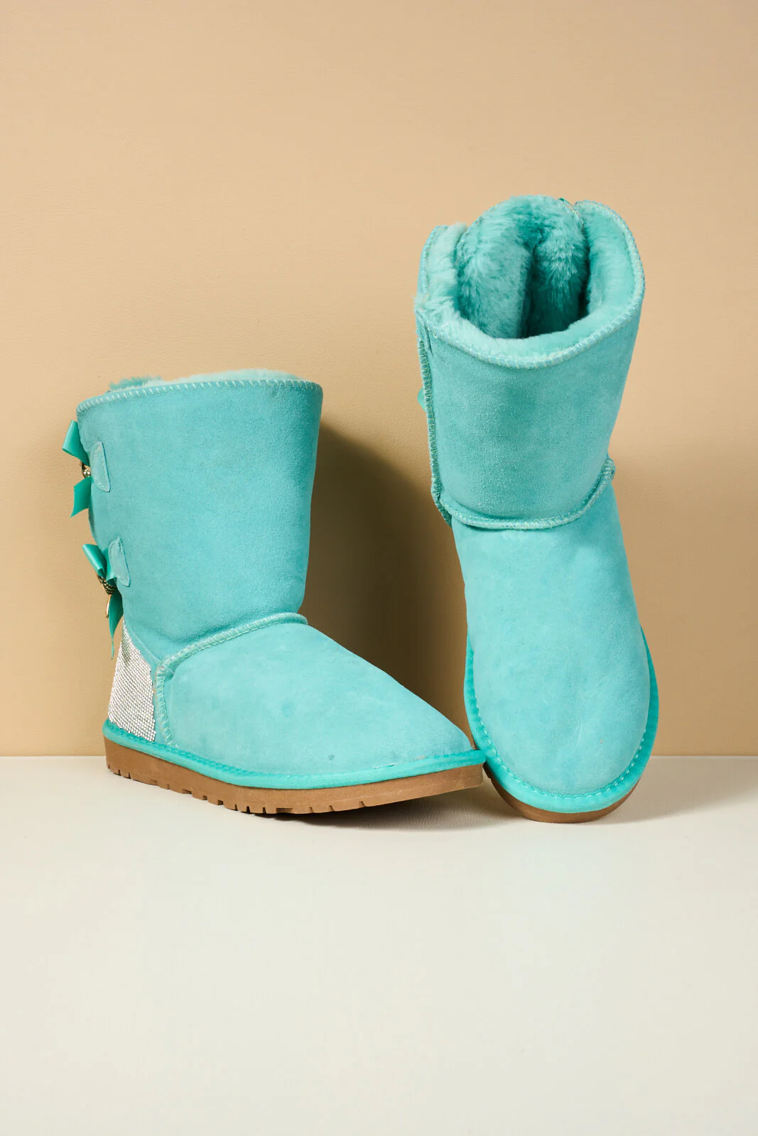 SMAIBULUN Ugg | Rhinestone Dual Bailey Bow Glam Ugg Boots - turquoise - Image 14
