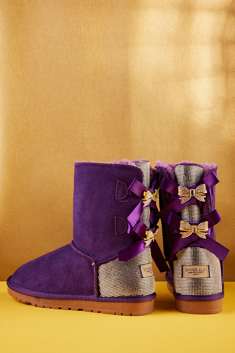 SMAIBULUN Ugg | Rhinestone Dual Bailey Bow Glam Ugg Boots - Violet - Image 10