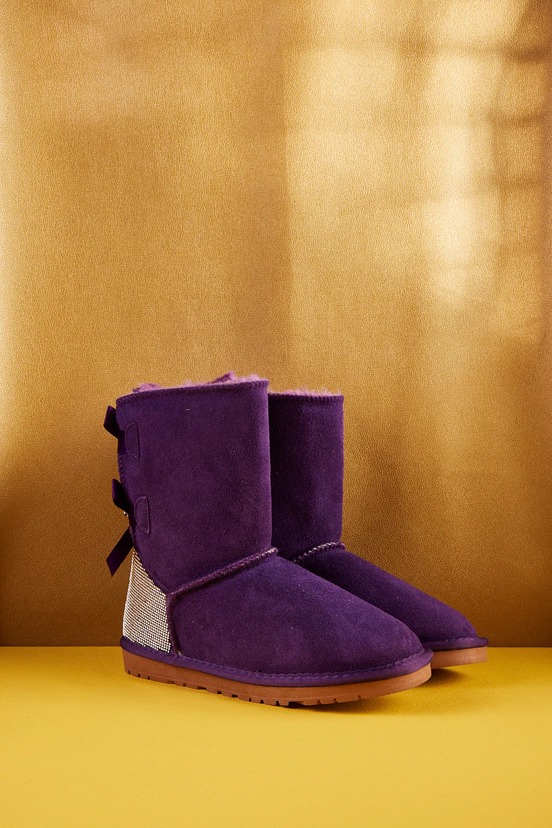 SMAIBULUN Ugg | Rhinestone Dual Bailey Bow Glam Ugg Boots - Violet - Image 11
