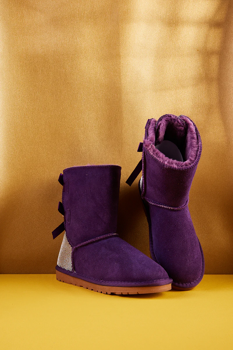 SMAIBULUN Ugg | Rhinestone Dual Bailey Bow Glam Ugg Boots - Violet - Image 12