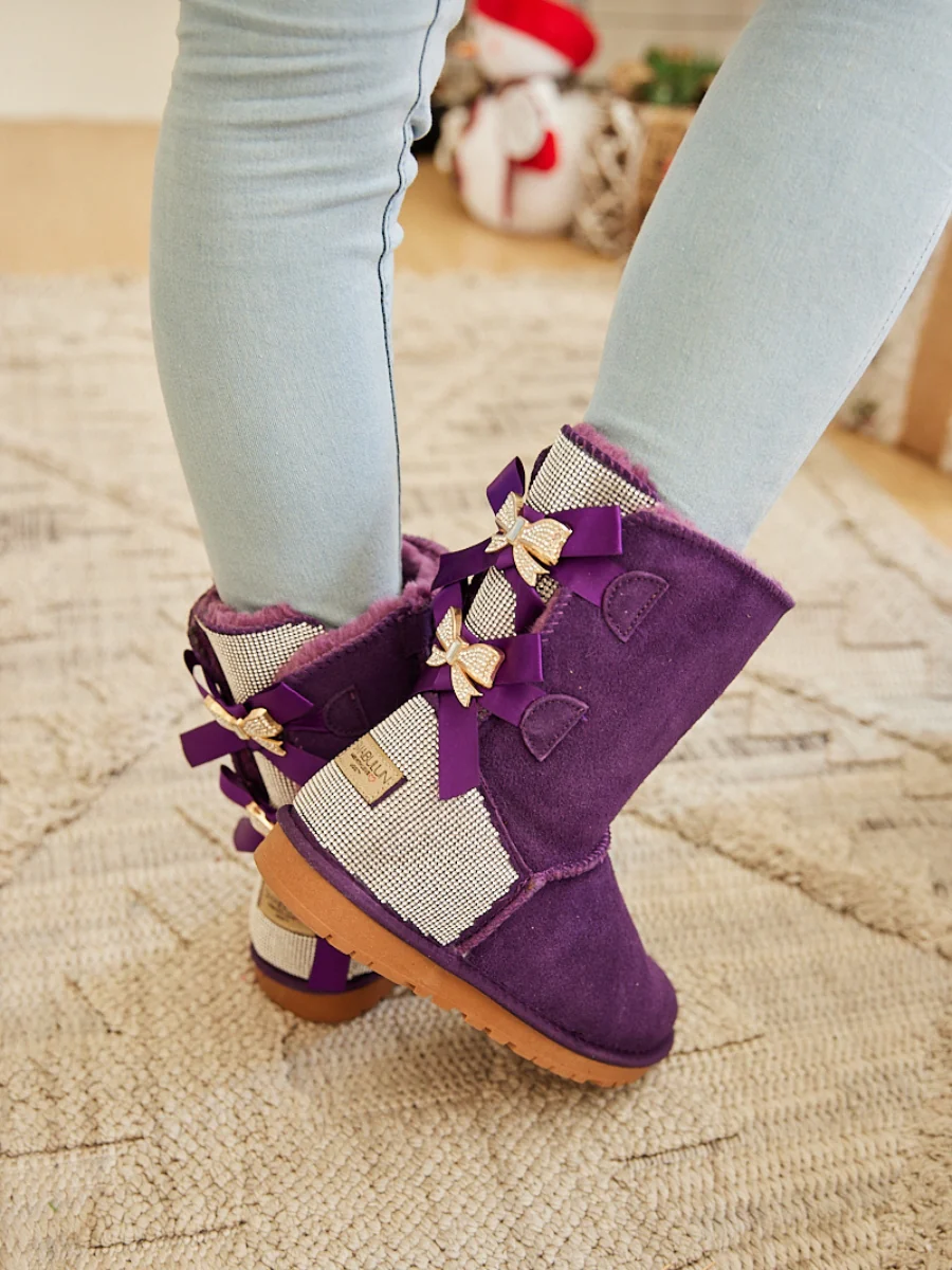 SMAIBULUN Ugg | Rhinestone Dual Bailey Bow Glam Ugg Boots - Violet - Image 2