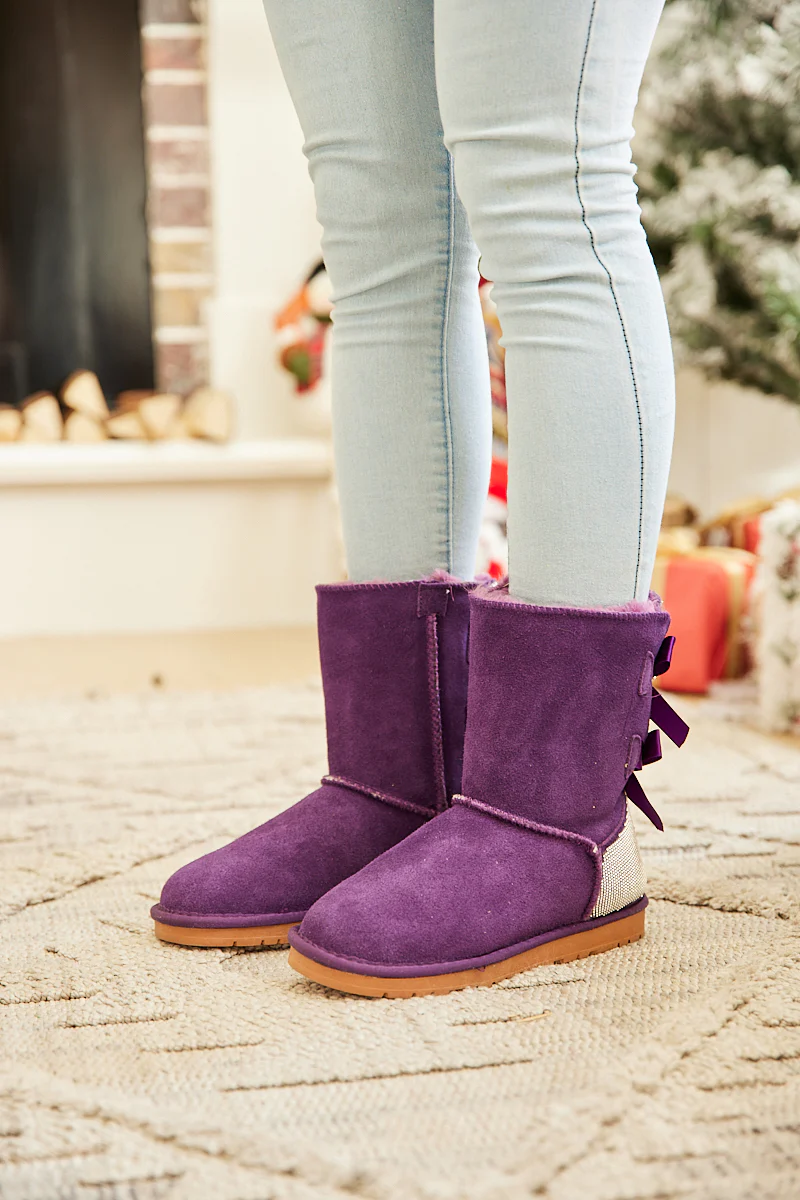 SMAIBULUN Ugg | Rhinestone Dual Bailey Bow Glam Ugg Boots - Violet - Image 6