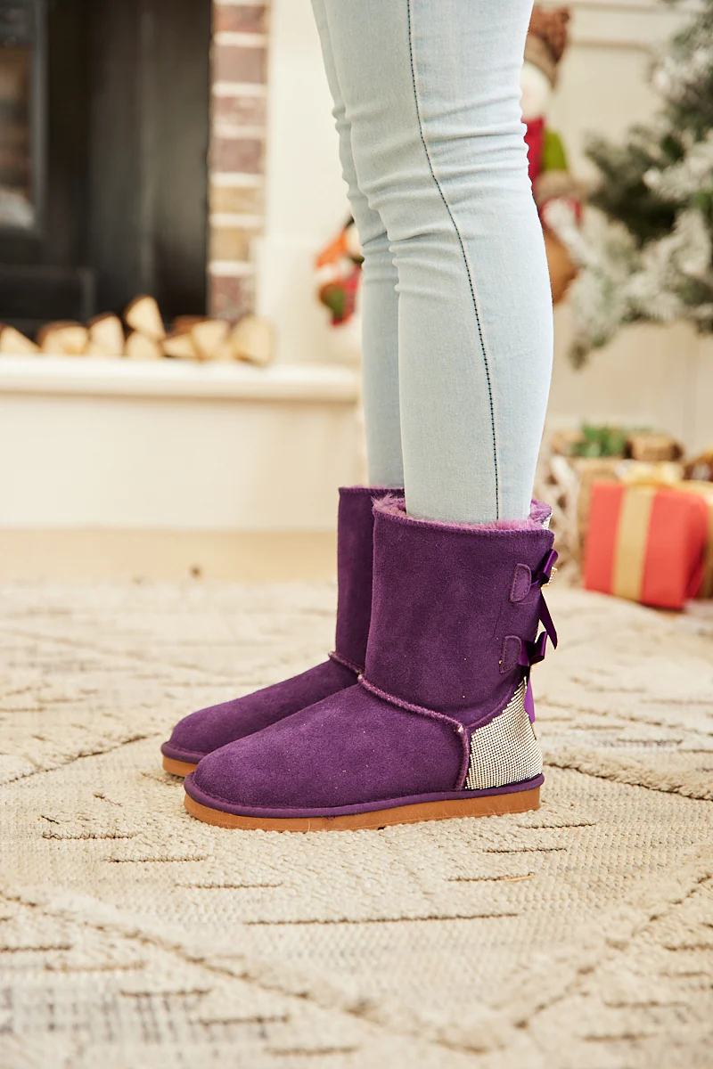 SMAIBULUN Ugg | Rhinestone Dual Bailey Bow Glam Ugg Boots - Violet - Image 7