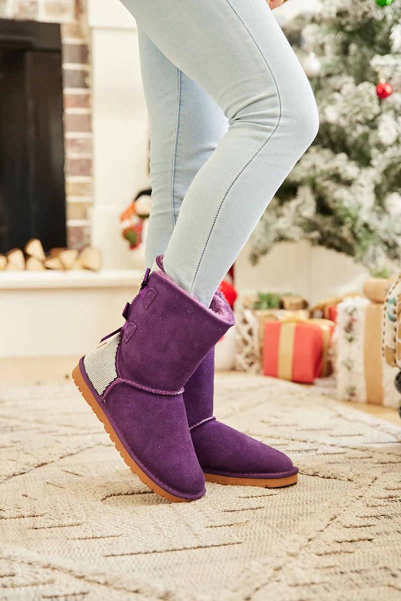 SMAIBULUN Ugg | Rhinestone Dual Bailey Bow Glam Ugg Boots - Violet - Image 8