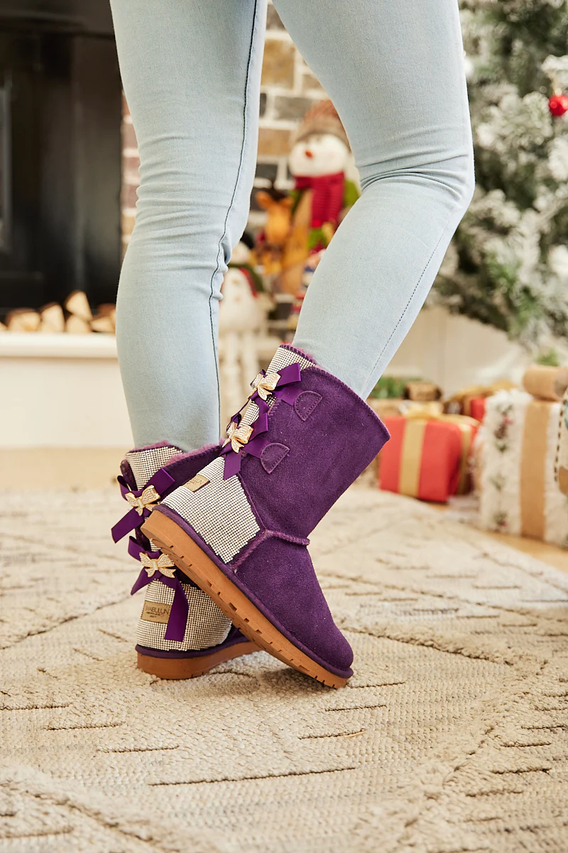 SMAIBULUN Ugg | Rhinestone Dual Bailey Bow Glam Ugg Boots - Violet - Image 9