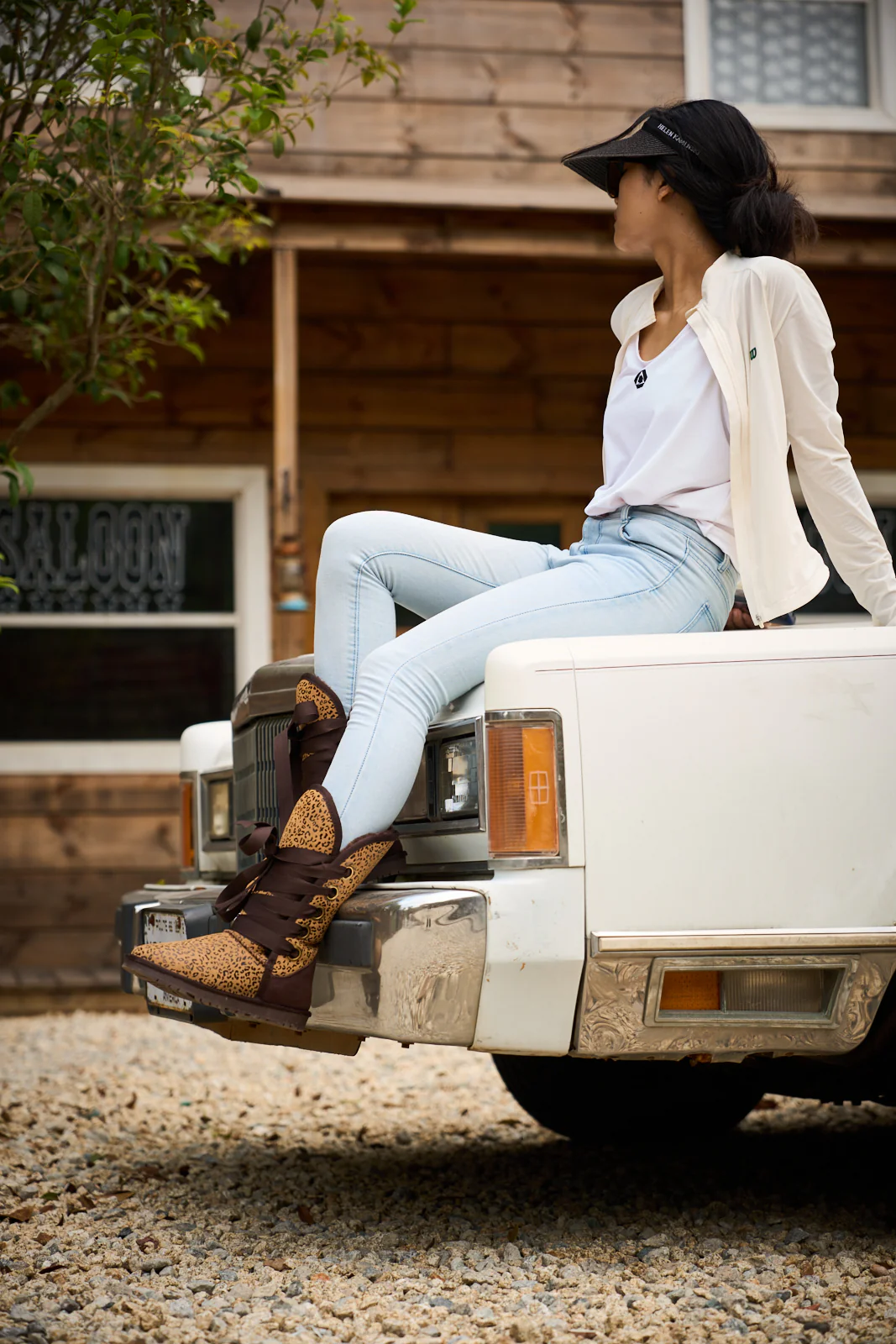SMAIBULUN Ugg | Ribbon Lace-Up Faux Fur-lined Suede Boot - Leopard - Image 7