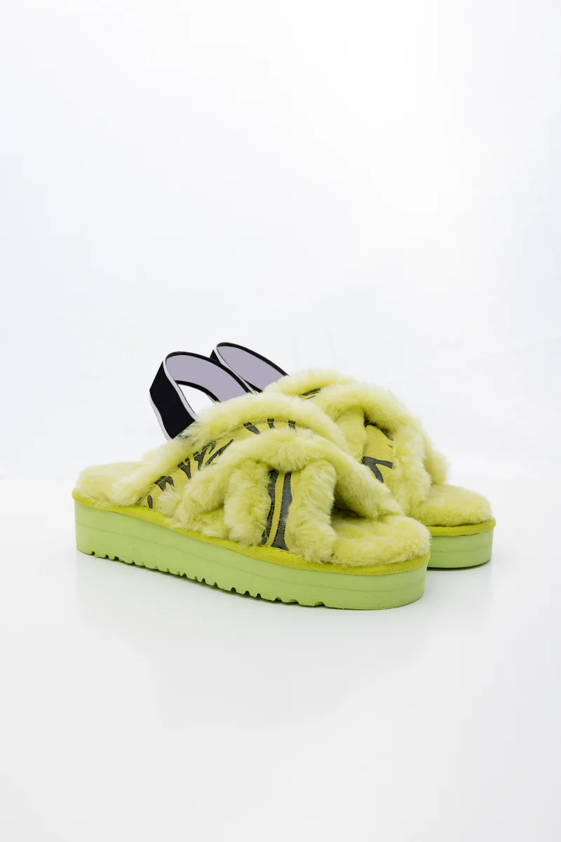 Smaibulun Ugg | Roar Wool Lined Criss-Cross Strap Slipper - Green - Image 10