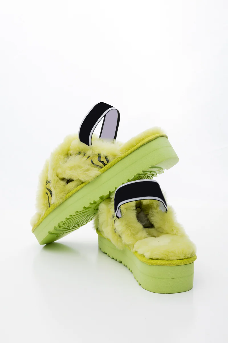 Smaibulun Ugg | Roar Wool Lined Criss-Cross Strap Slipper - Green - Image 12