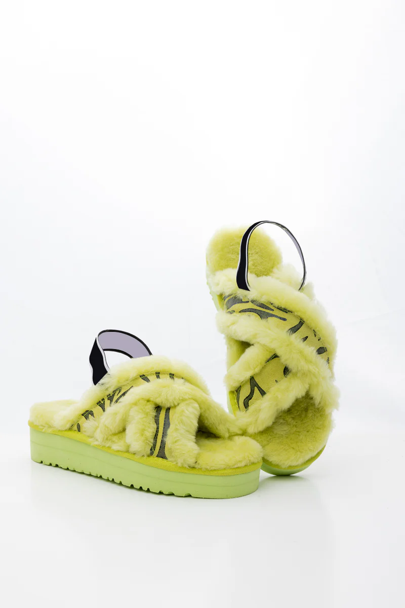 Smaibulun Ugg | Roar Wool Lined Criss-Cross Strap Slipper - Green - Image 9
