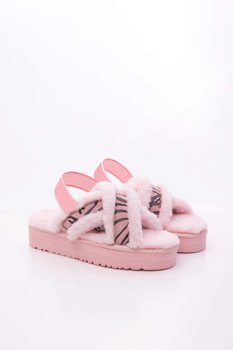 Smaibulun Ugg | Roar Wool Lined Criss-Cross Strap Slipper - Pink - Image 10