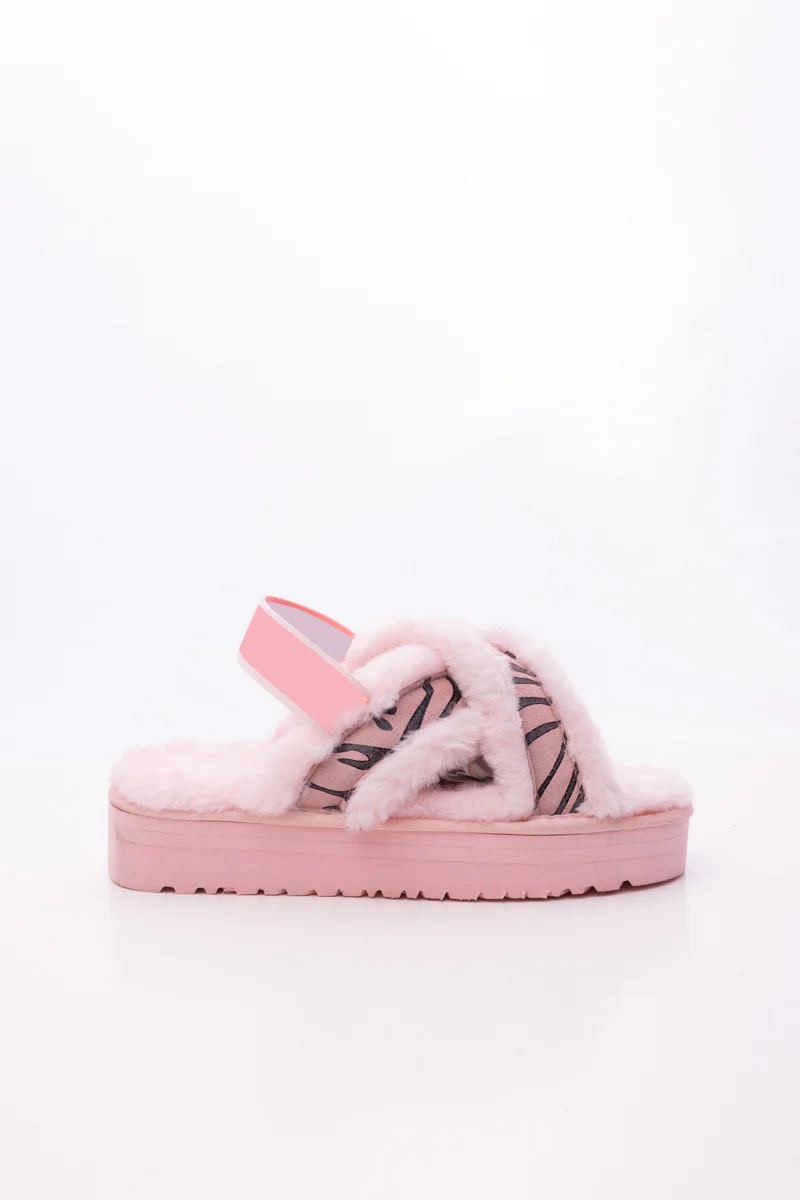 Smaibulun Ugg | Roar Wool Lined Criss-Cross Strap Slipper - Pink - Image 11