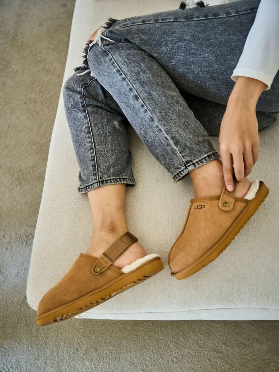 Smaibulun Ugg | Selena Wool Lined Slingback Sandals - chestnut - Image 3