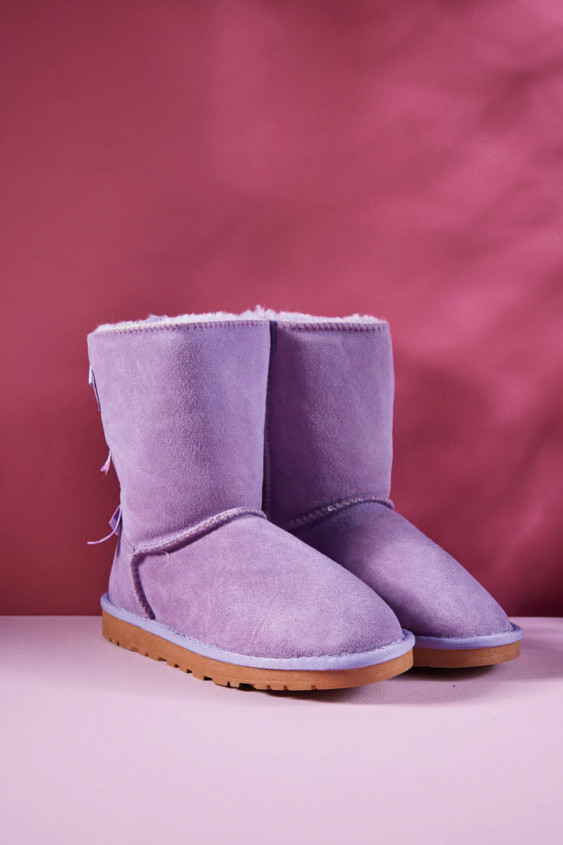 Smaibulun Ugg | Serenity Striped Bailey Bow Shearling Boots - Lavender - Image 7