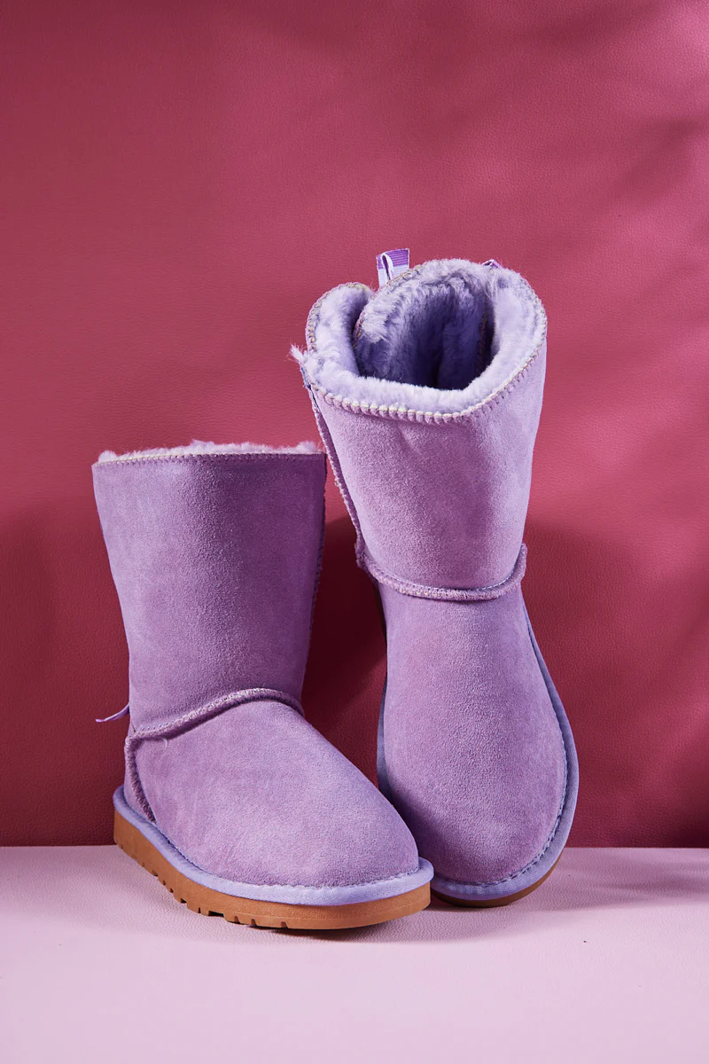 Smaibulun Ugg | Serenity Striped Bailey Bow Shearling Boots - Lavender - Image 8