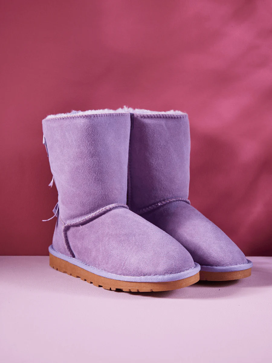 Smaibulun Ugg | Serenity Striped Bailey Bow Shearling Boots - Purple - Image 9