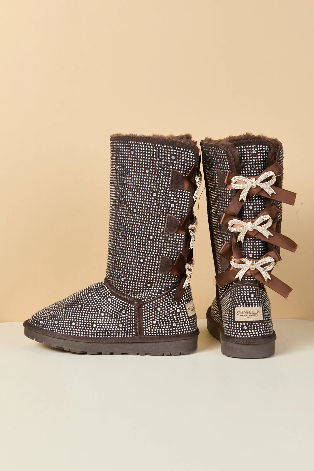SMAIBULUN Ugg | Swifties Diamond Stage Ribbon Bows Suede Boots - brown - Image 10