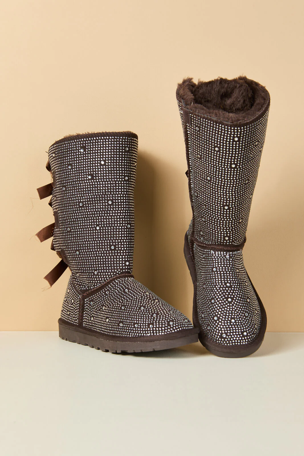 SMAIBULUN Ugg | Swifties Diamond Stage Ribbon Bows Suede Boots - brown - Image 12