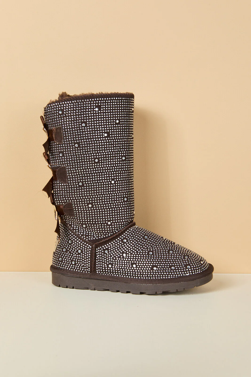 SMAIBULUN Ugg | Swifties Diamond Stage Ribbon Bows Suede Boots - brown - Image 13
