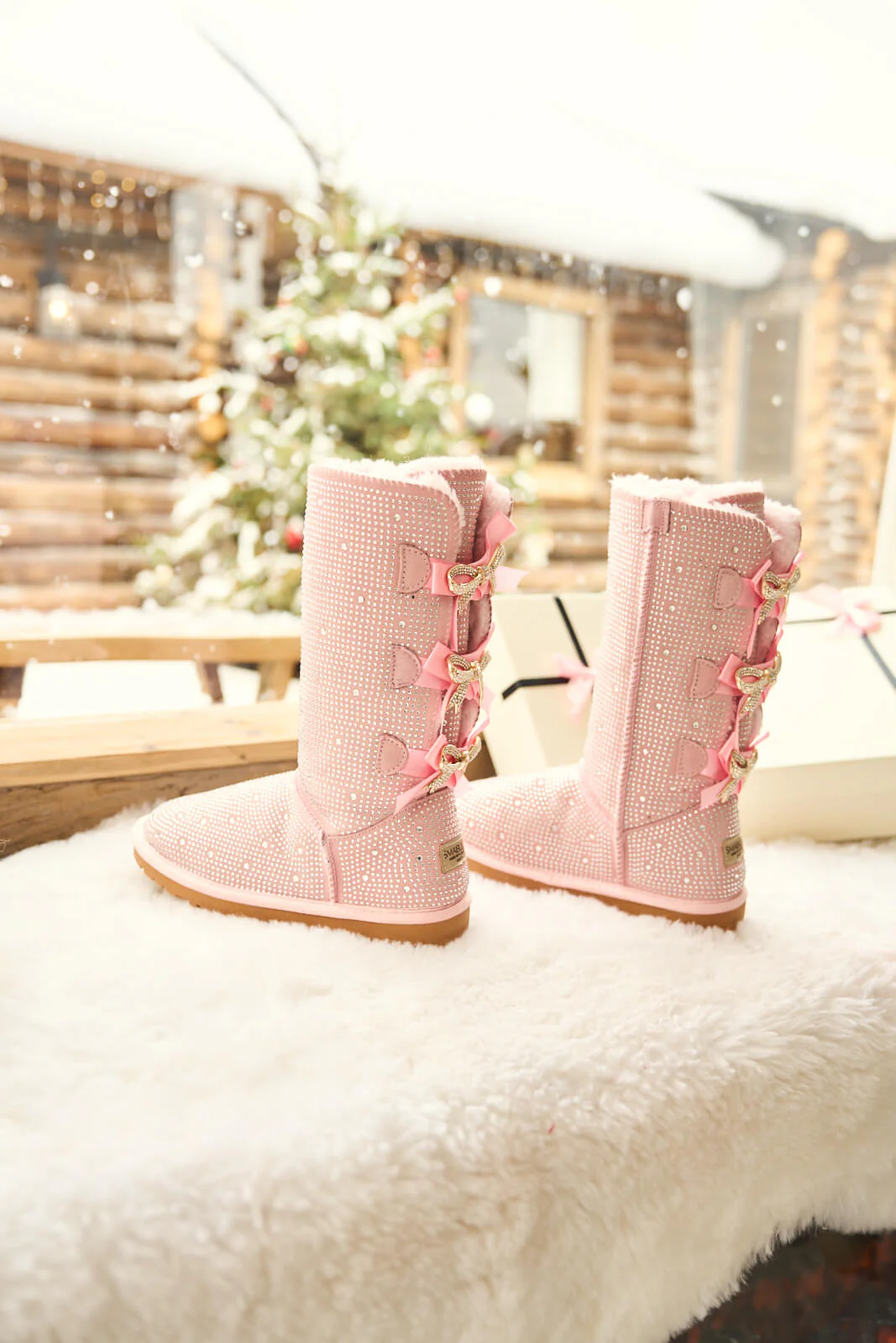 SMAIBULUN Ugg | Swifties Diamond Stage Ribbon Bows Suede Boots - pink - Image 10