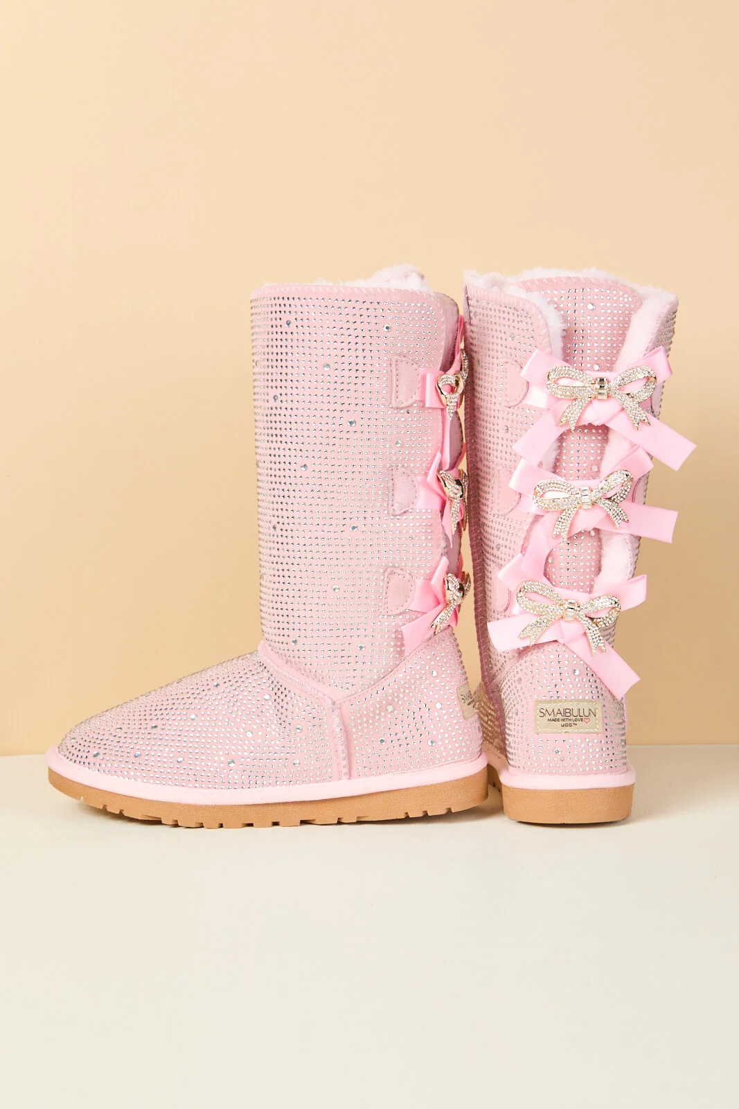 SMAIBULUN Ugg | Swifties Diamond Stage Ribbon Bows Suede Boots - pink - Image 12