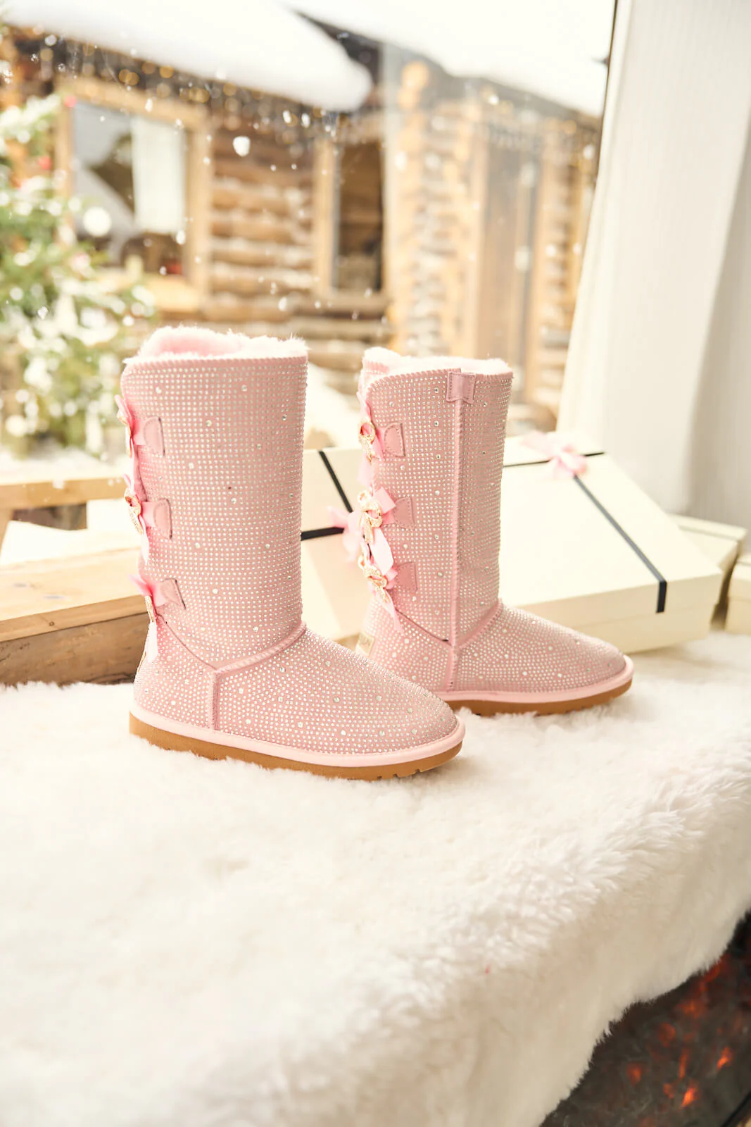 SMAIBULUN Ugg | Swifties Diamond Stage Ribbon Bows Suede Boots - pink - Image 9