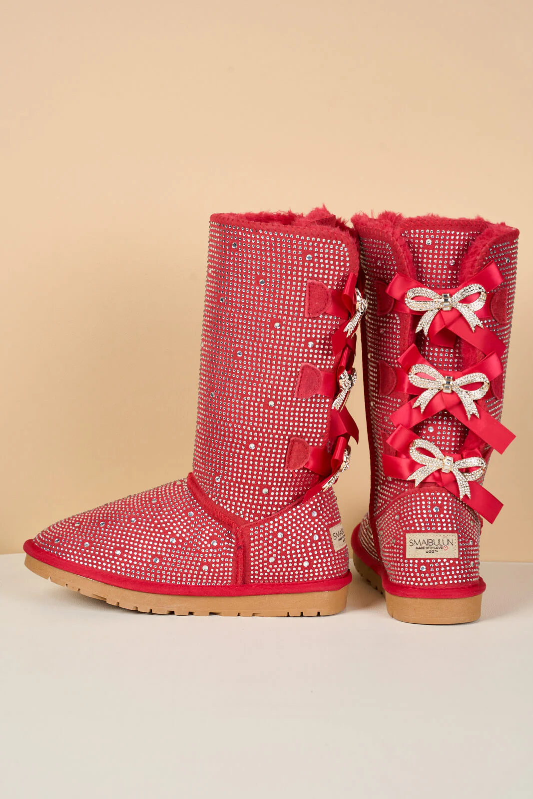 SMAIBULUN Ugg | Swifties Diamond Stage Ribbon Bows Suede Boots - red - Image 10