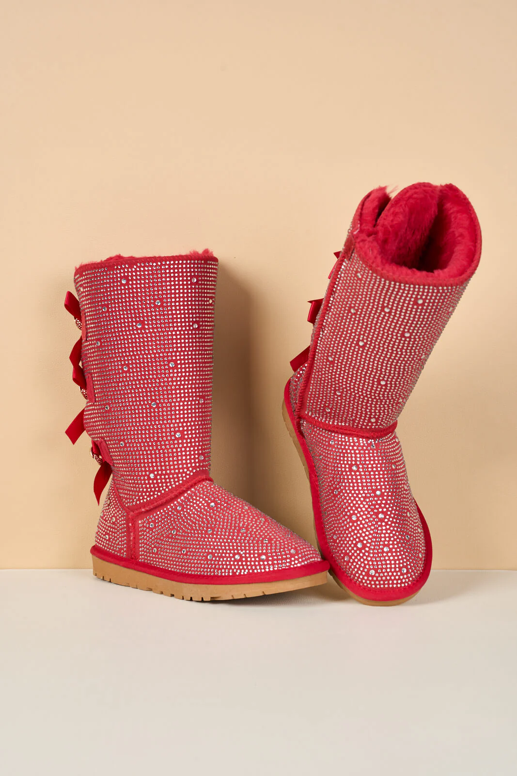 SMAIBULUN Ugg | Swifties Diamond Stage Ribbon Bows Suede Boots - red - Image 12