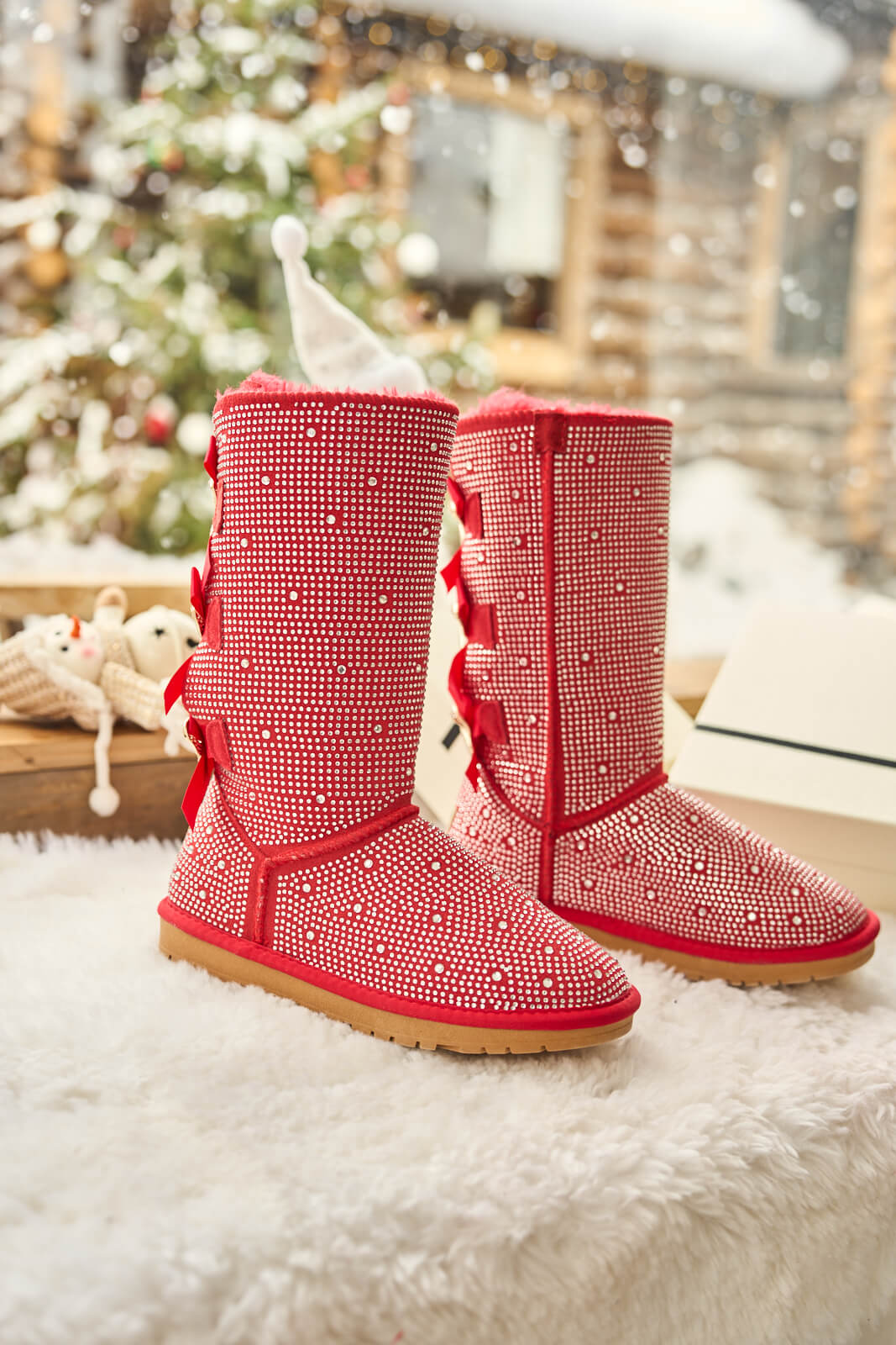 SMAIBULUN Ugg | Swifties Diamond Stage Ribbon Bows Suede Boots - red - Image 9