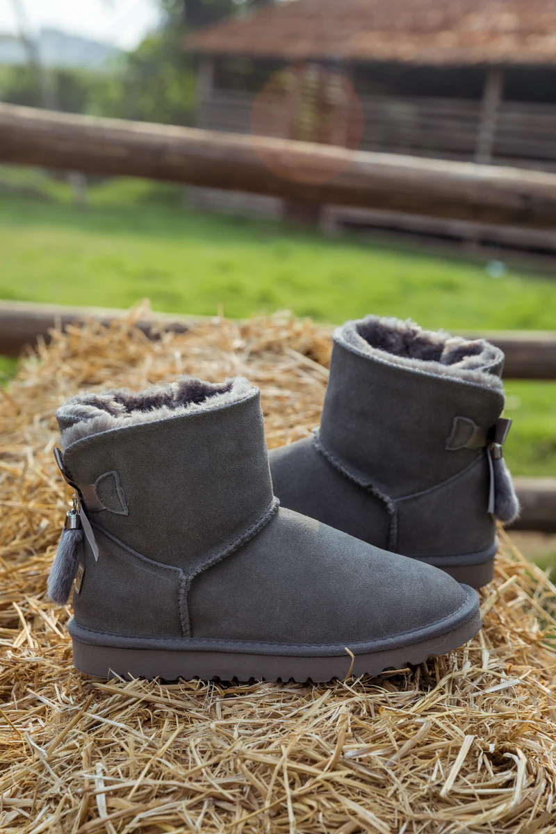 SMAIBULUN Ugg | TAIL BOW BACK SUEDE BOOT - GREY - Image 4