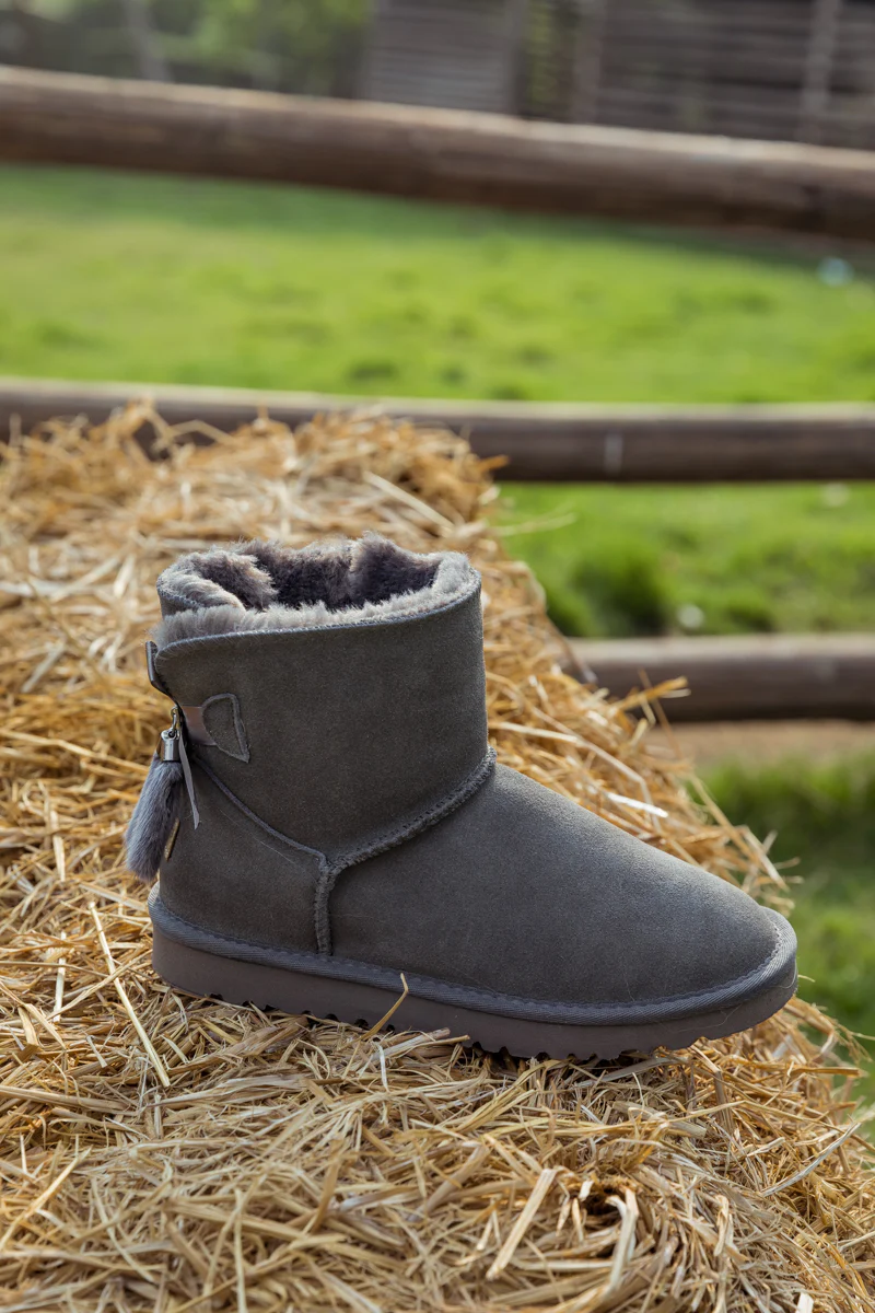 SMAIBULUN Ugg | TAIL BOW BACK SUEDE BOOT - GREY - Image 5