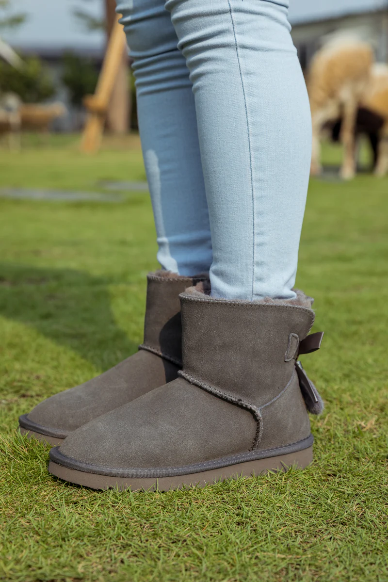 SMAIBULUN Ugg | TAIL BOW BACK SUEDE BOOT - GREY - Image 7