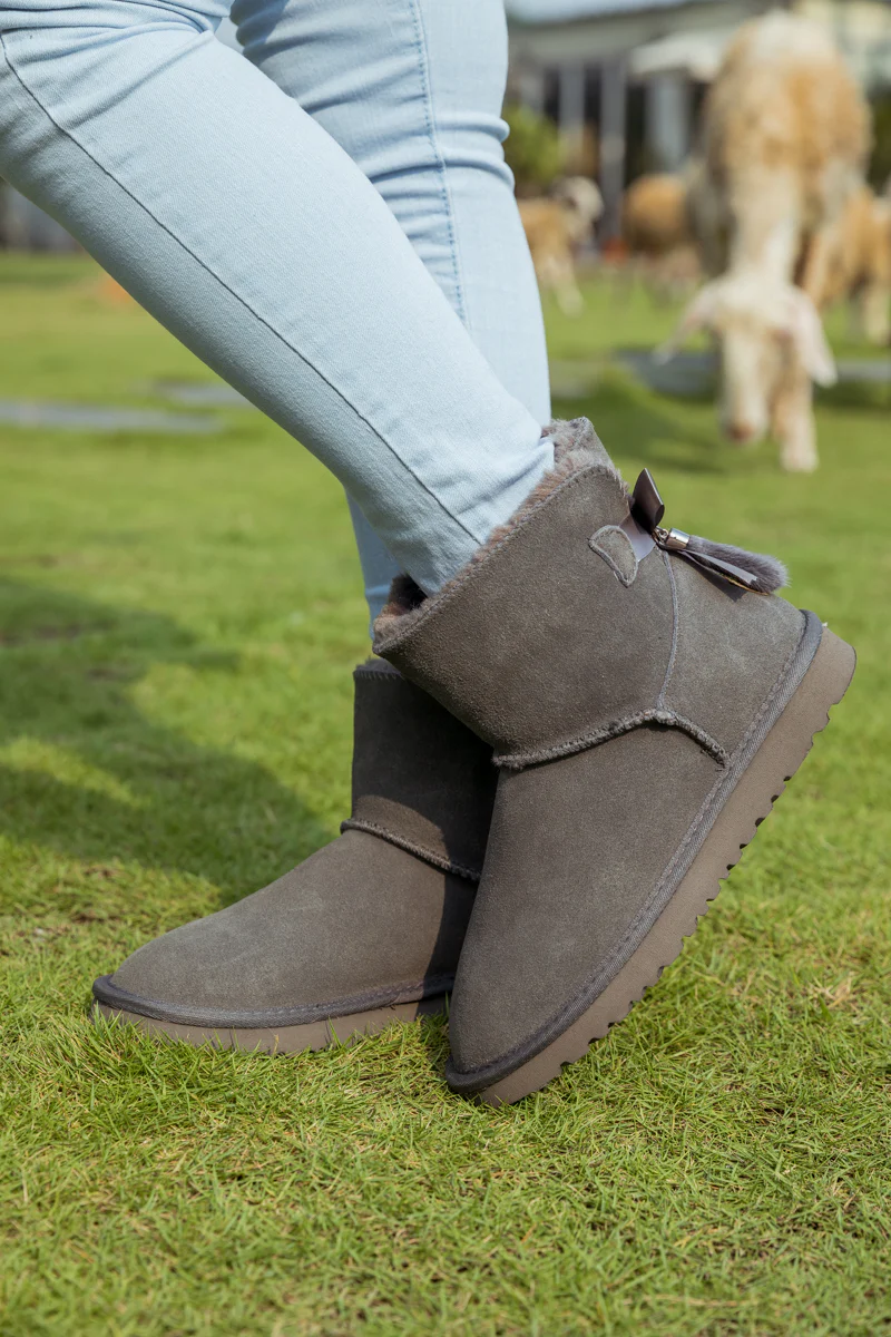 SMAIBULUN Ugg | TAIL BOW BACK SUEDE BOOT - GREY - Image 8