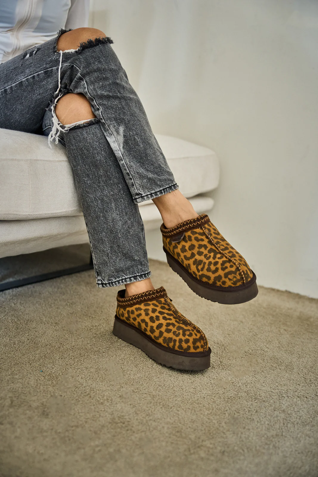Smaibulun Ugg | Tassie X Tasman Platform Slipper Boot - cheetah - Image 6