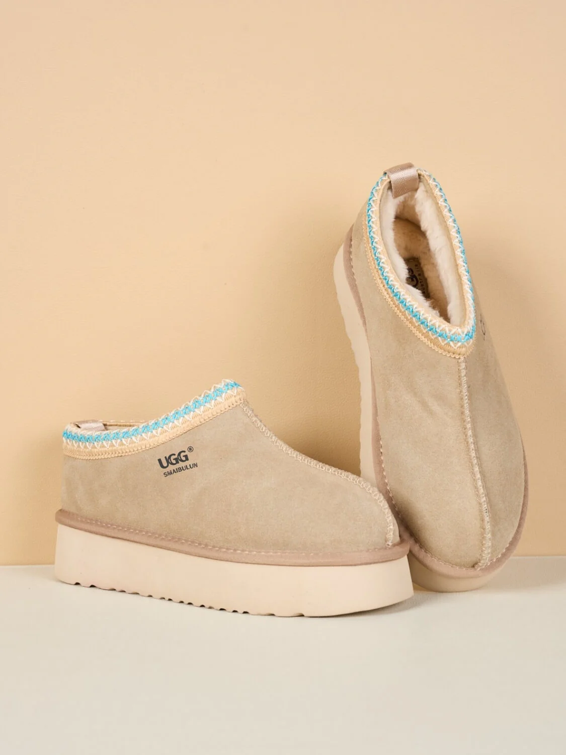 Smaibulun Ugg | Tassie X Tasman Platform Slipper Boot - taupe - Image 12