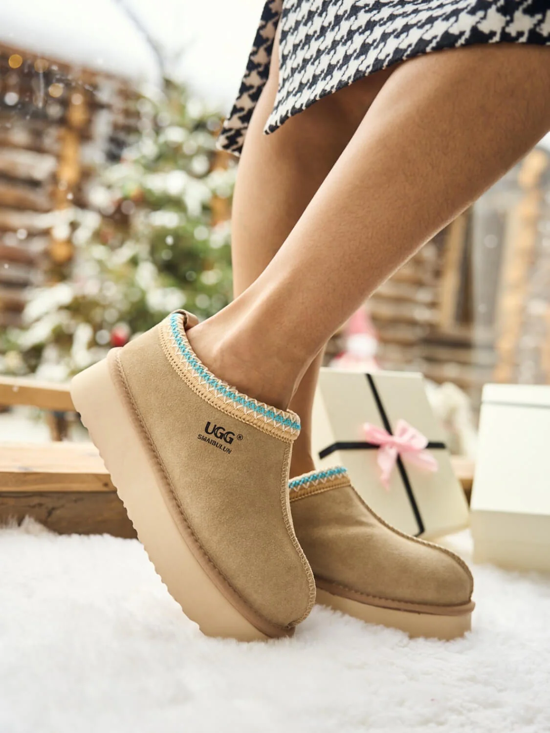 Smaibulun Ugg | Tassie X Tasman Platform Slipper Boot - taupe - Image 6
