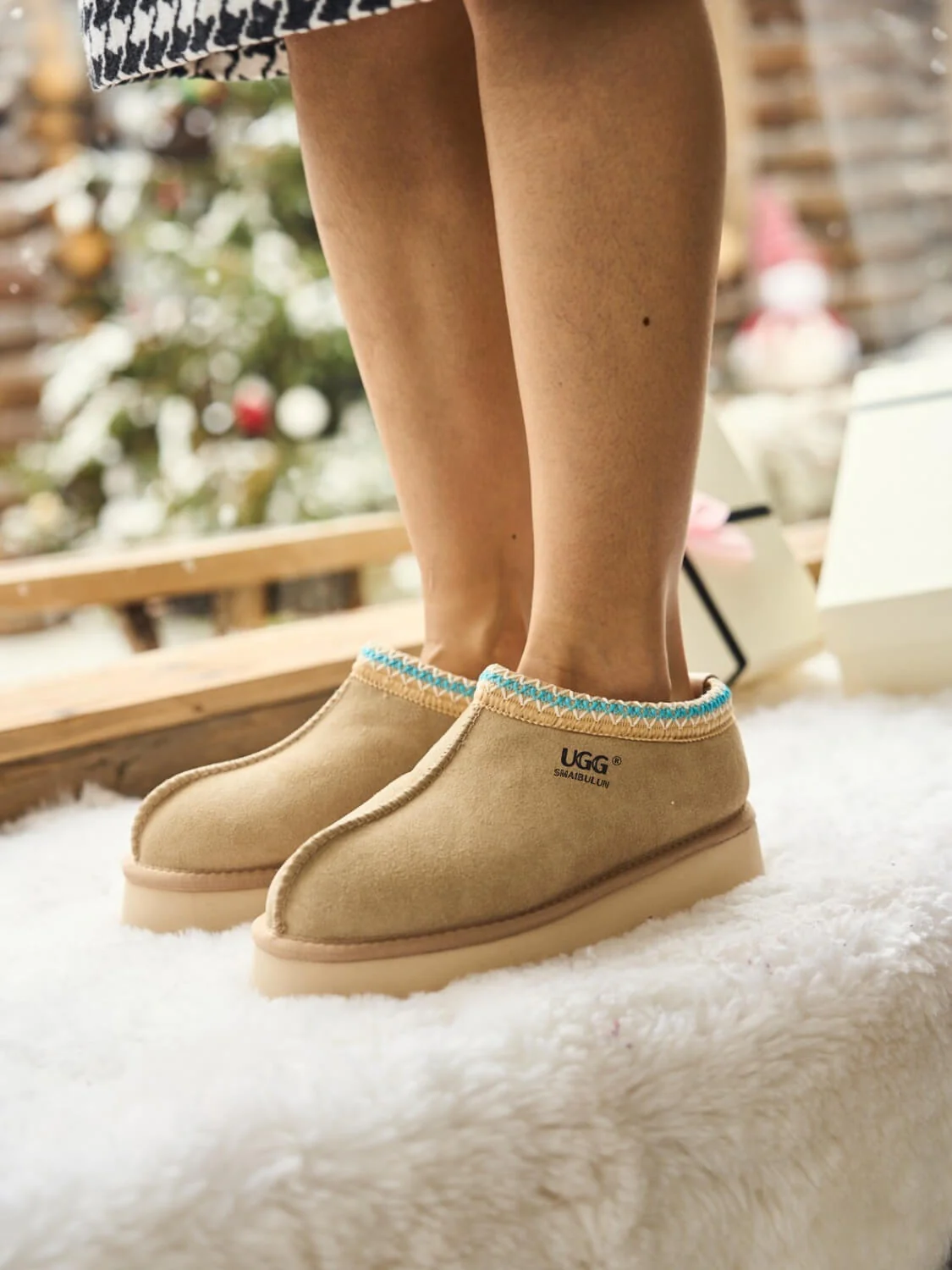 Smaibulun Ugg | Tassie X Tasman Platform Slipper Boot - taupe - Image 7