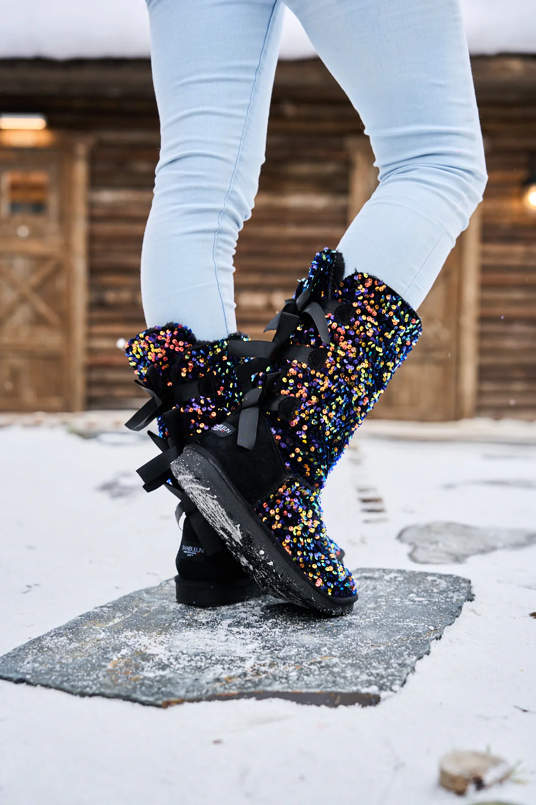 SMAIBULUN Ugg | Tay Swift Celebration Rhinestone Bailey Bow Sequin Boots - Multi - Image 2