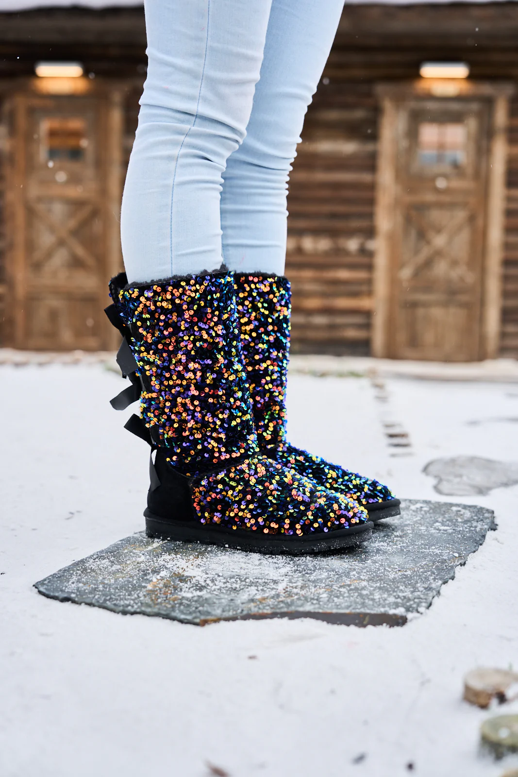 SMAIBULUN Ugg | Tay Swift Celebration Rhinestone Bailey Bow Sequin Boots - Multi - Image 4