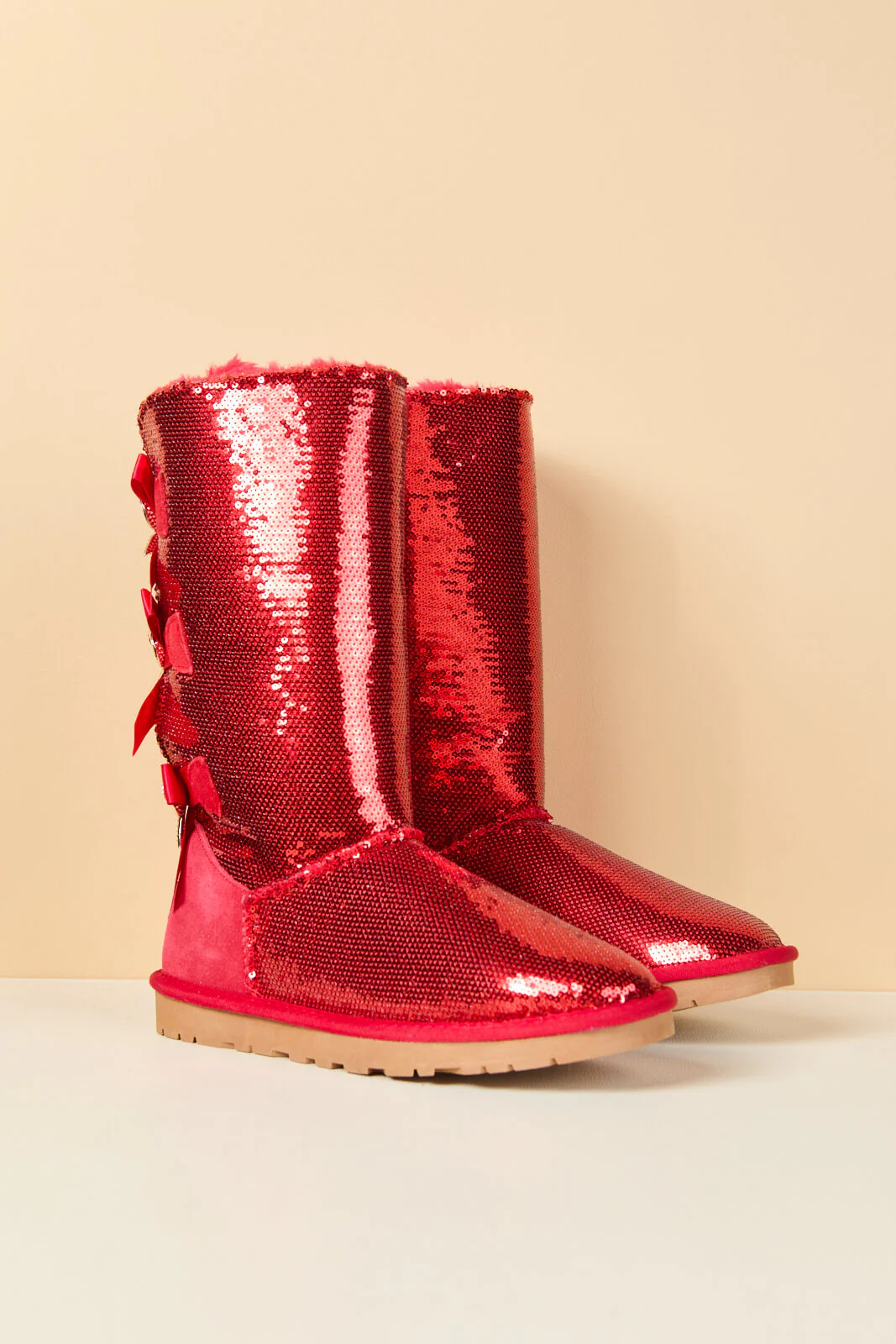 SMAIBULUN Ugg | Tay Swift Celebration Rhinestone Bailey Bow Sequin Boots - Red - Image 11