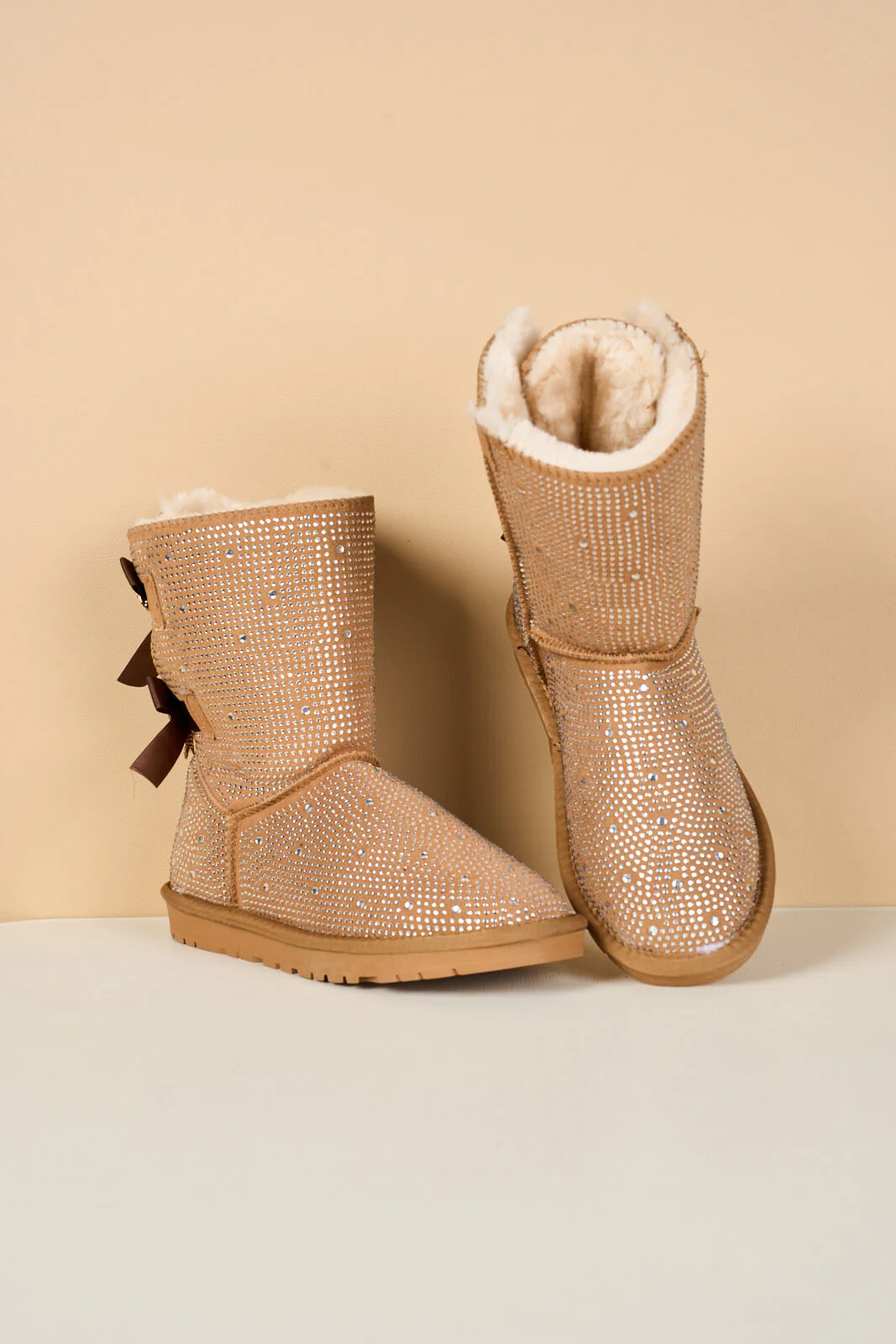 SMAIBULUN Ugg | Tay Tay Shine On Stage Diamond Bows Suede Boots - chestnut - Image 13