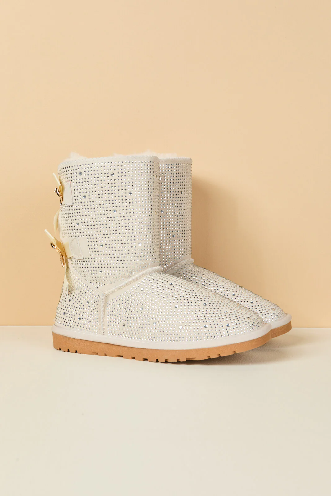 SMAIBULUN Ugg | Tay Tay Shine On Stage Diamond Bows Suede Boots - cream - Image 11