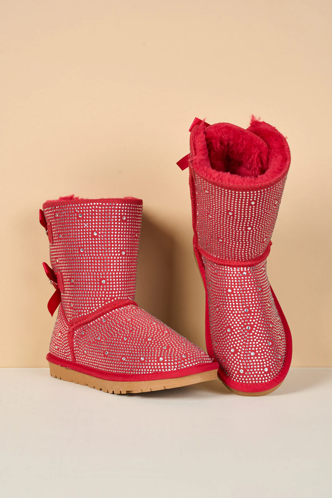 SMAIBULUN Ugg | Tay Tay Shine On Stage Diamond Bows Suede Boots - red - Image 11